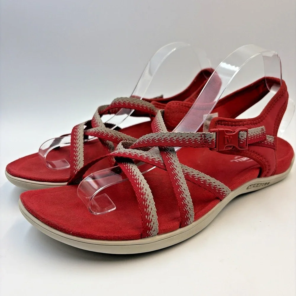 Merrell Red Chili District Muri Lattice Strap Sandals Outdoors Comfort Womens 11